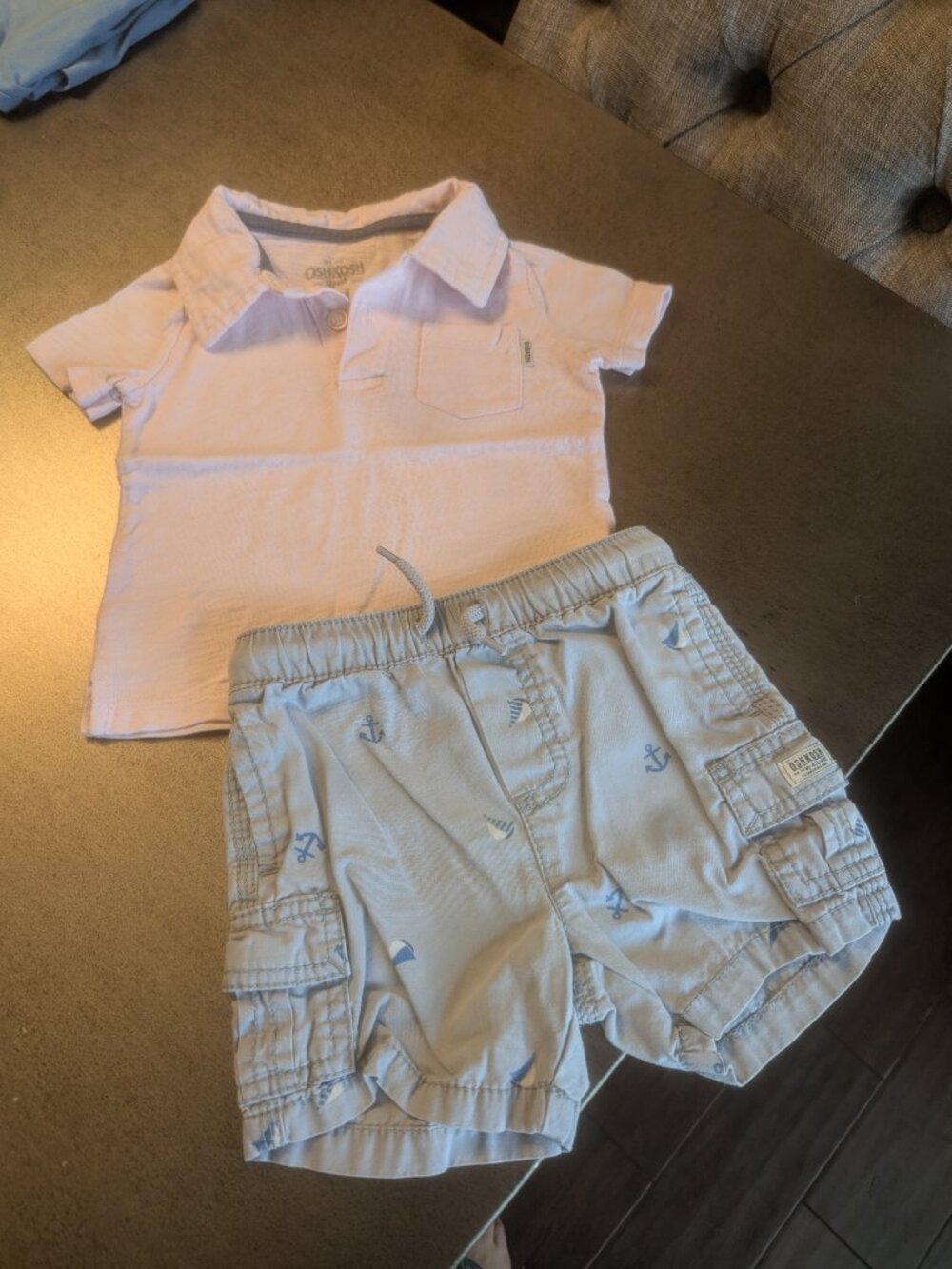 OshKosh Pale Pink Polo & Cargo Outfit